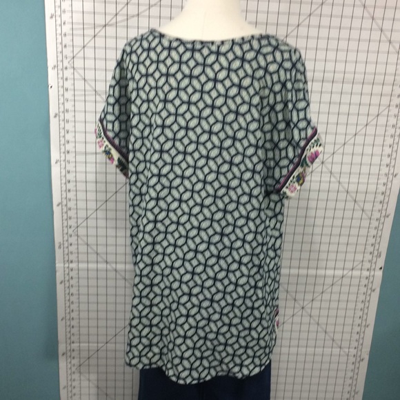 Ing Geometric blouse L floral trim - Picture 4 of 8